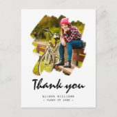 Custom 2 foto borstel lijn Afstuderen dank u Briefkaart (Voorkant)