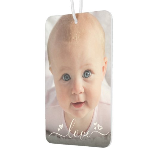 Custom 2 foto gepersonaliseerde liefde script mode luchtverfrisser (Links)