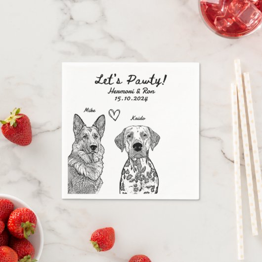 Custom 2 Pet getrokken gepersonaliseerde bruiloft  Servet (Insitu)