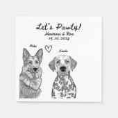 Custom 2 Pet getrokken gepersonaliseerde bruiloft  Servet (Voorkant)