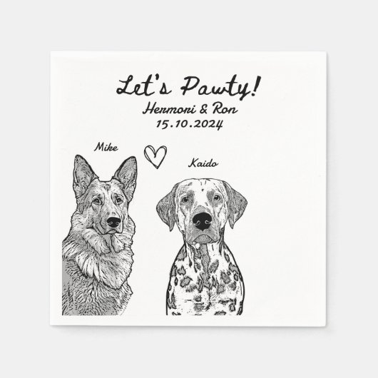 Custom 2 Pet getrokken gepersonaliseerde bruiloft  Servet (Voorkant)