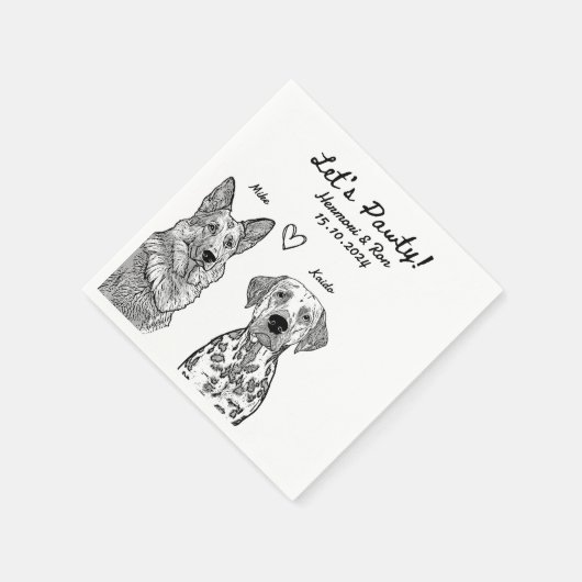 Custom 2 Pet getrokken gepersonaliseerde bruiloft  Servet (Hoek)