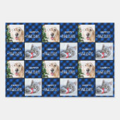 Custom 2 Pet Photo Happy Pawlidays Buffalo Pset Inpakpapier Vel (Voorkant 3)