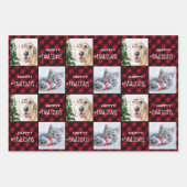 Custom 2 Pet Photo Happy Pawlidays Buffalo Pset Inpakpapier Vel (Voorkant 2)