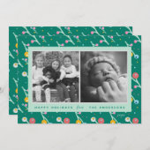 Custom 2-Photo Prettige feestdagen Modern Berries  Feestdagenkaart (Voorkant / Achterkant)