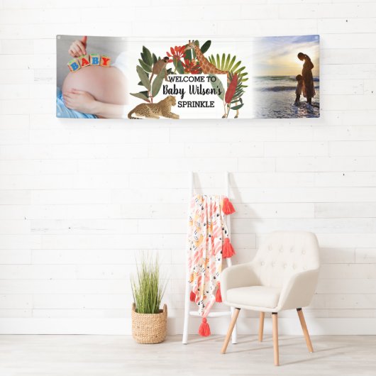 Custom 2 Photo Safari Baby Shower Sprinkle Spandoek (Insitu)