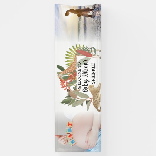 Custom 2 Photo Safari Baby Shower Sprinkle Spandoek (Verticaal)