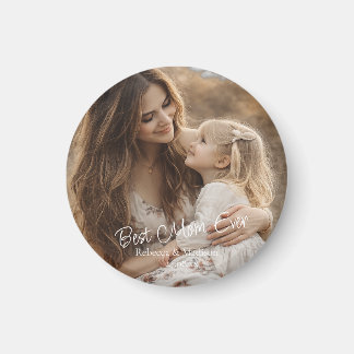 Custom 2 Photo & Text Best Mom Ever  Magneet