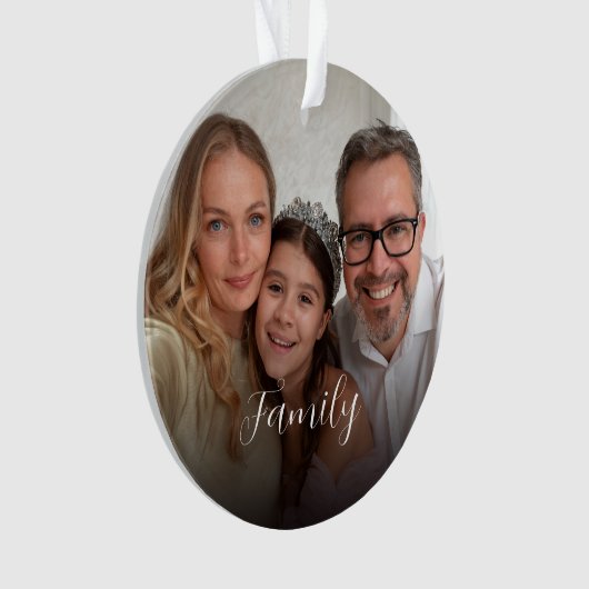 Custom 2-photo White Script Ornament (voorkant)