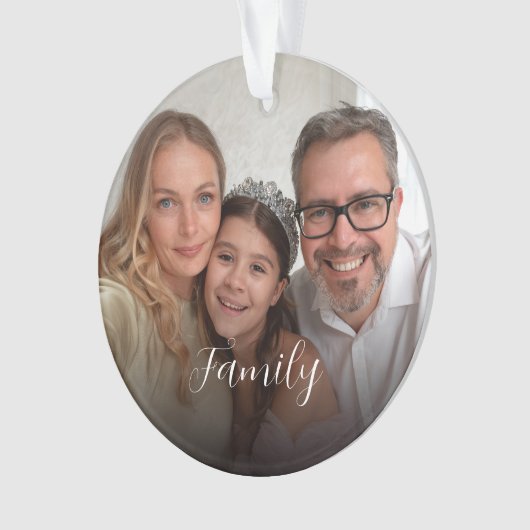 Custom 2-photo White Script Ornament (voorkant)