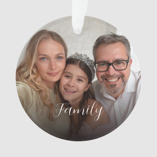 Custom 2-photo White Script Ornament (voorkant)