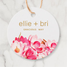Custom 2" Ronde Roze Magnolia Bloemen Hang Label