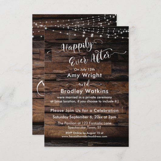 Custom 2 - Rustieke houten lichten gelukkig ooit d Kaart (Voorkant / Achterkant)