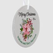 Custom, 2-Sides Pink Poinsettia Bouquet Acrylic Ornament (voorkant)