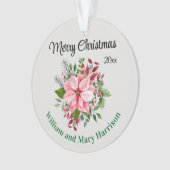 Custom, 2-Sides Pink Poinsettia Bouquet Acrylic Ornament (voorkant)