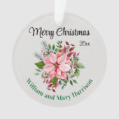 Custom, 2-Sides Pink Poinsettia Bouquet Acrylic Ornament (voorkant)