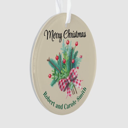 Custom, 2-Sides Red & Green Bouquet Acrylic Ornament (voorkant)