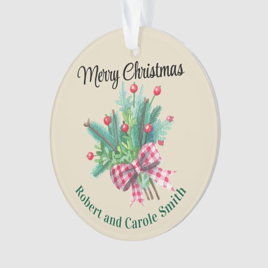 Custom, 2-Sides Red & Green Bouquet Acrylic Ornament (voorkant)