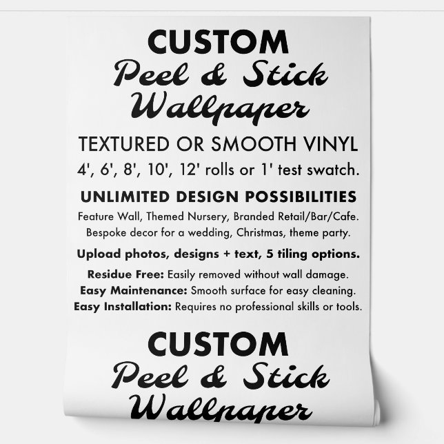 Custom 2' x 8' Textured Peel & Stick Behang (Afrollen)