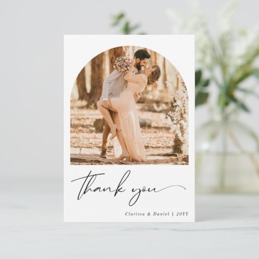Custom 2 zijdige foto bruiloft dank u kaart (Staand voorkant)
