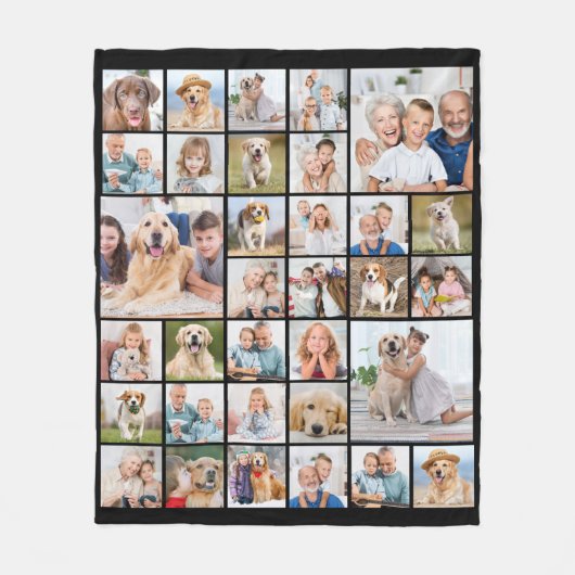 Custom 33 Photo Collage Family Friends Keepslag Fleece Deken (Voorkant)