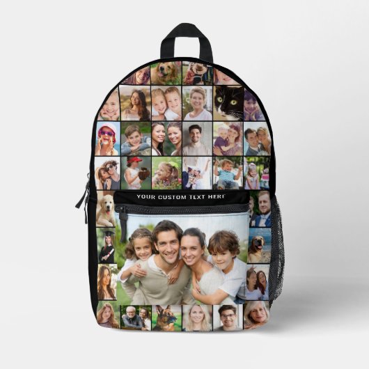 Custom 35 fotocollage zwart afgedrukt bedrukte rugzak (Voorkant)