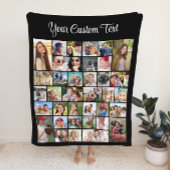 Custom 36 Photo Collage Zwart Fleece Deken