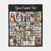 Custom 36 Photo Collage Zwart Fleece Deken (Voorkant)