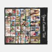 Custom 36 Photo Collage Zwart Fleece Deken (Voorkant (Horizontaal))