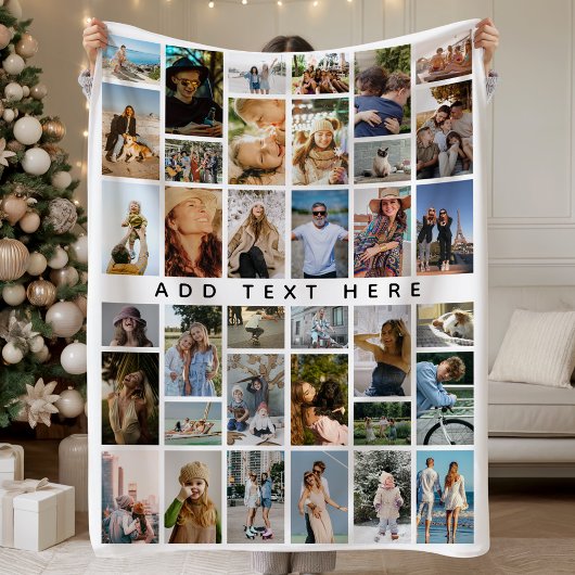 Custom 36 x photo collage Personalized Fleece Deken
