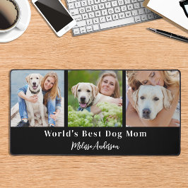 Custom 3 foto hond moeder gepersonaliseerde huisdi bureaumat