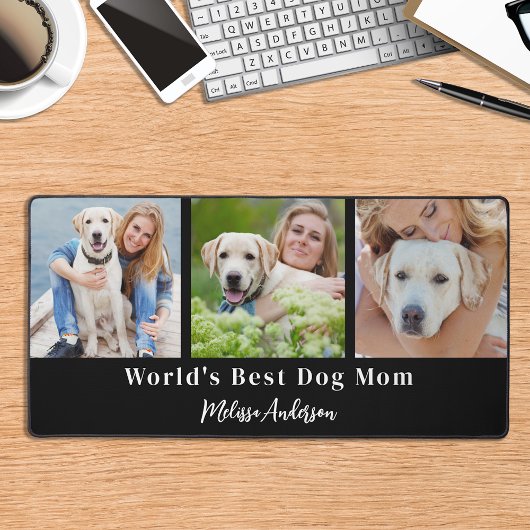 Custom 3 foto hond moeder gepersonaliseerde huisdi bureaumat