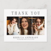 Custom 3 foto minimalistisch Afstuderen dank u Briefkaart (Voorkant)
