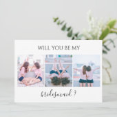 Custom 3 foto wordt u mijn bruidsmeisje Kaart (Staand voorkant)