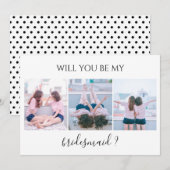 Custom 3 foto wordt u mijn bruidsmeisje Kaart (Voorkant / Achterkant)