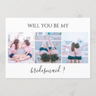 Custom 3 foto wordt u mijn bruidsmeisje Kaart