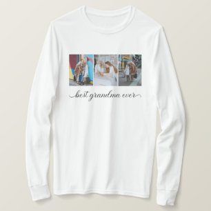 Custom 3 Fotocollage Beste oma ooit Vrouwen T-shirt