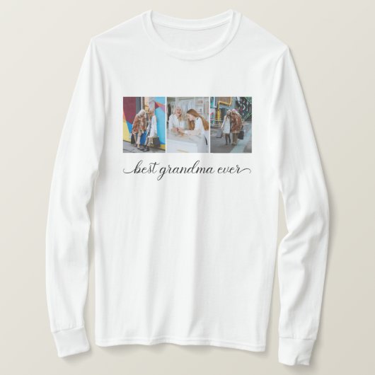Custom 3 Fotocollage Beste oma ooit Vrouwen T-shirt (Design voorkant)