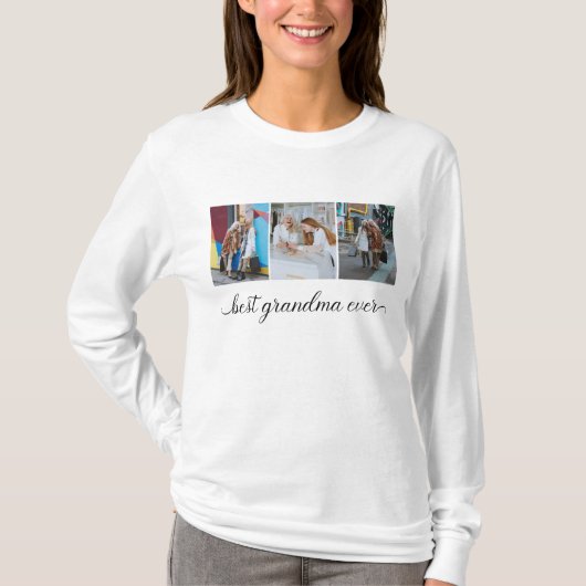 Custom 3 Fotocollage Beste oma ooit Vrouwen T-shirt (Voorkant)