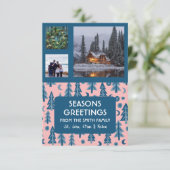 CUSTOM 3 FOTO'S Retro Pine Trees Kerstmis (Staand voorkant)