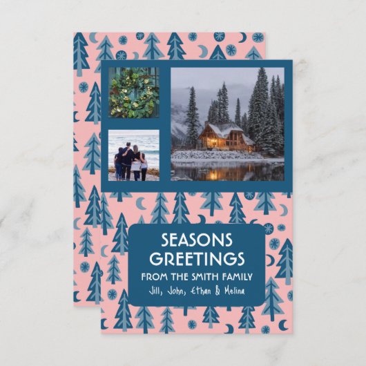 CUSTOM 3 FOTO'S Retro Pine Trees Kerstmis (Voorkant / Achterkant)