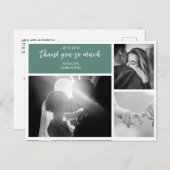 Custom 3 Photo Collage Emerald Wedding Dank u Briefkaart (Voorkant / Achterkant)
