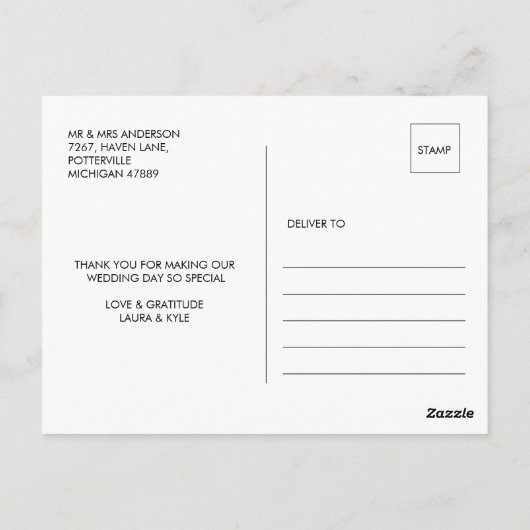 Custom 3 Photo Collage Emerald Wedding Dank u Briefkaart (Achterkant)