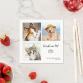 Custom 3 Photo Collage Unieke Huisdier Kat Hond Hu Servet (Insitu)
