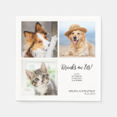 Custom 3 Photo Collage Unieke Huisdier Kat Hond Hu Servet (Voorkant)