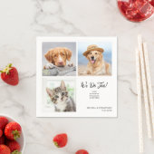Custom 3 Photo Collage Unieke Pet Dog Cat Wedding Servet (Insitu)