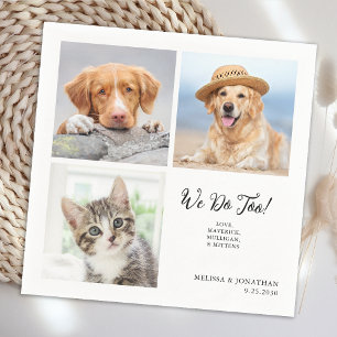 Custom 3 Photo Collage Unieke Pet Dog Cat Wedding Servet