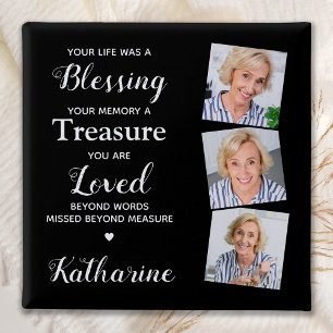 Custom 3 Photo Herdenking Memorial Funeral Vierkante Button 5,1 Cm