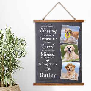 Custom 3 Photo Pet Loss Gift Dog Memorial Hangend Wandkleed