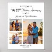 Custom 3 Photos 25th Wedding Anniversary Welcome Poster (Voorkant)